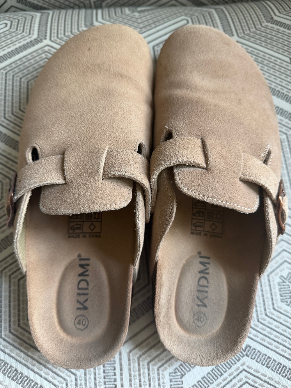 Tan Suede Slip-On Clog Mules